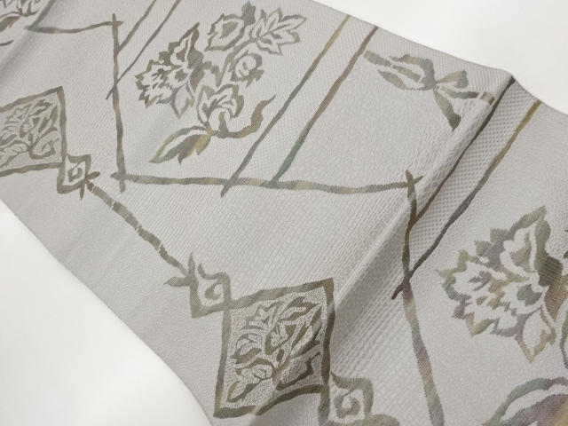 本場筑前博多花唐草に抽象模様織出し名古屋帯